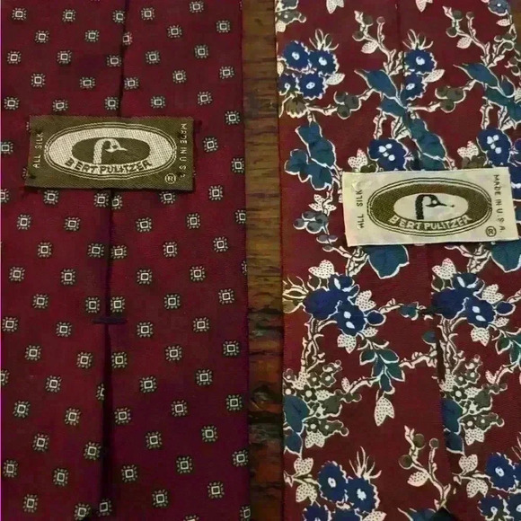 Set Of Bert Pulitzer Hand Printed All Silk Ties - Picture 4 of 4